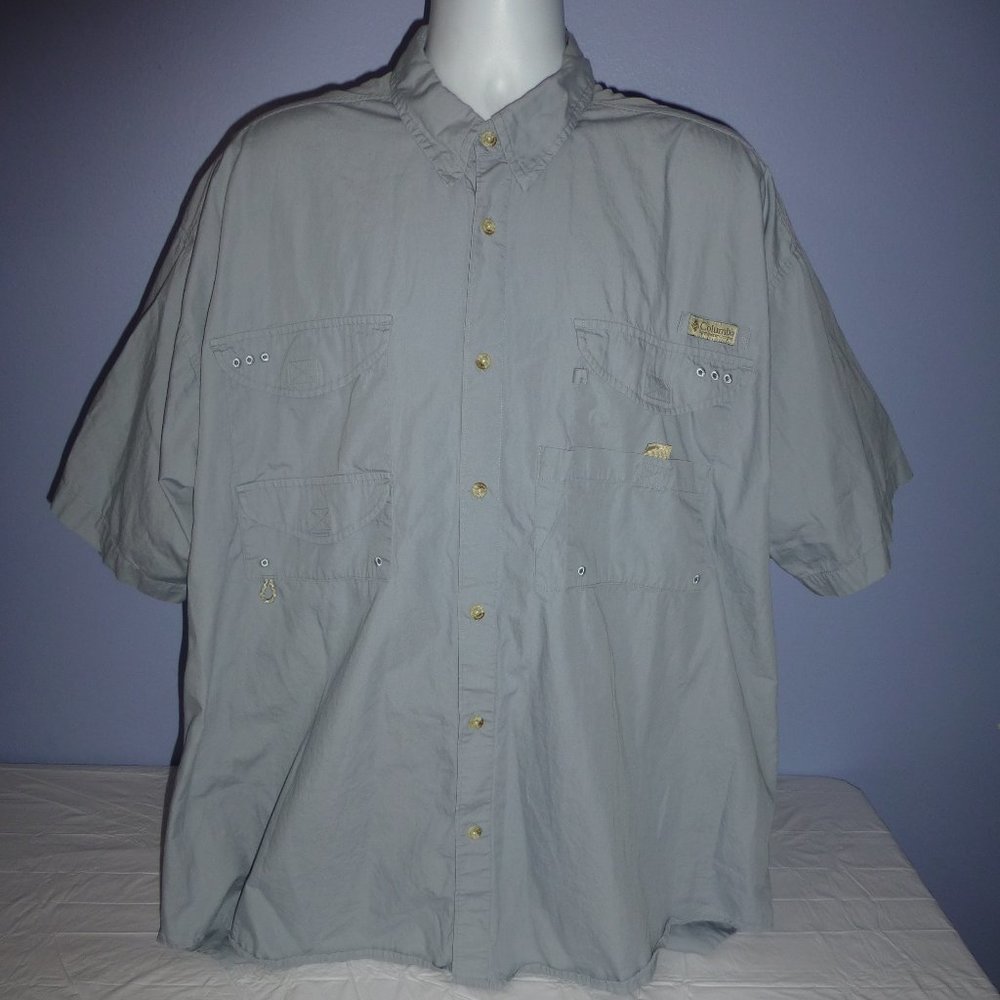 Men's Columbia PFG Gray Short Sleeve Vented Shirt Size XXL